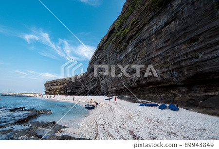 Great cliffs and beautiful beach  on Ly Son Island, Quang Ngai Province, Vietnam 89943849