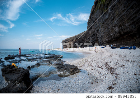 Great cliffs and beautiful beach  on Ly Son Island, Quang Ngai Province, Vietnam 89943853