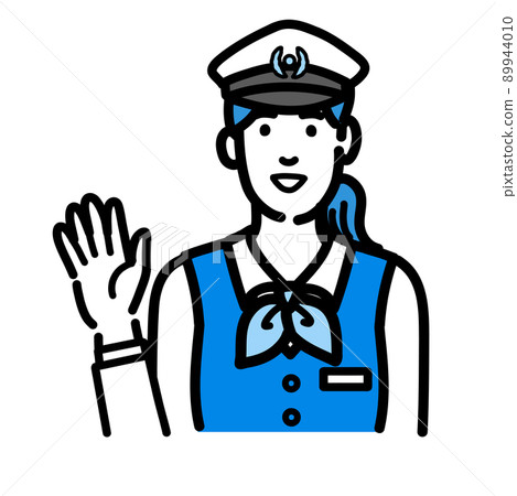 A driver woman raising her hand and greeting with a smile 89944010