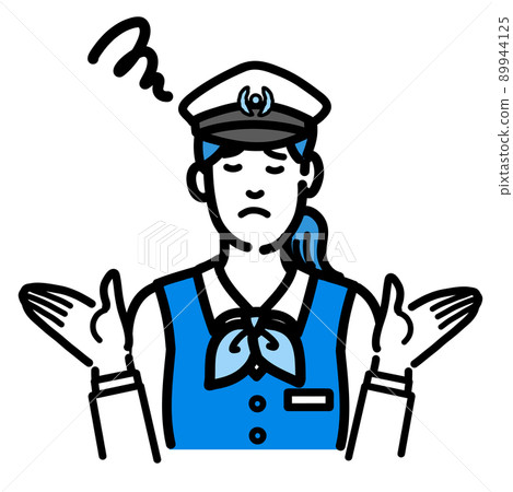 Driver woman in trouble with both hands raised 89944125