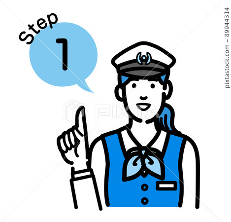 Step 1 Female driver explaining the process Step 1 Female driver explaining the process 89944314
