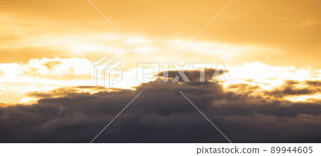 Panoramic View of Cloudscape during a colorful sunset or sunrise. 89944605