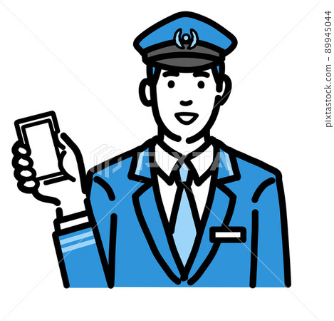 拿著智能手機的列車長人 拿著智能手機的列車長人 89945044