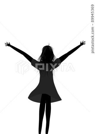 The silhouette of the back of a banzai woman. 89945369