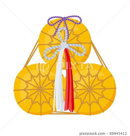 日本新年配飾“三包”的矢量圖解。 89945411