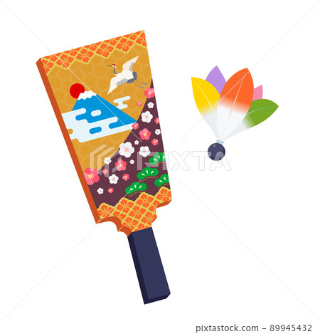 日本新年配飾“Hagoita”的矢量圖解。 89945432