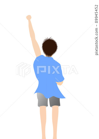 The back view of a man doing a guts pose. Image of delight. 89945452