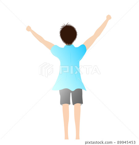 The back view of a man doing a guts pose. Image of delight. The back view of a man doing a guts pose. Image of delight. 89945453