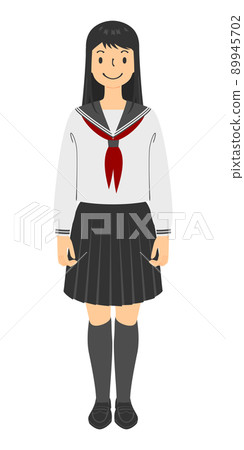 一名身穿水手服的女學生的插圖 一名身穿水手服的女學生的插圖 89945702
