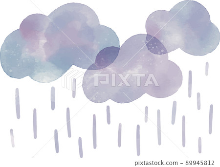 水彩顏料雲和雨。雨季的形象。 水彩顏料雲和雨。雨季的形象。 89945812