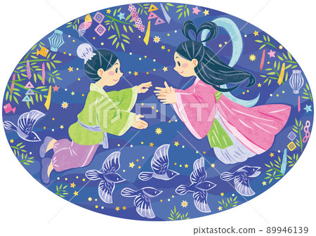 July Tanabata Festival Orihime and Hikoboshi Illustration Material 89946139