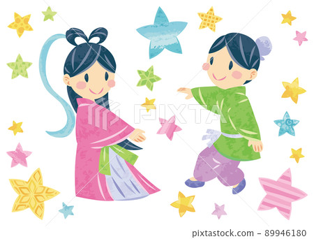 July Tanabata Festival Orihime, Hikoboshi, and Hoshi Illustration Material July Tanabata Festival Orihime, Hikoboshi, and Hoshi Illustration Material 89946180