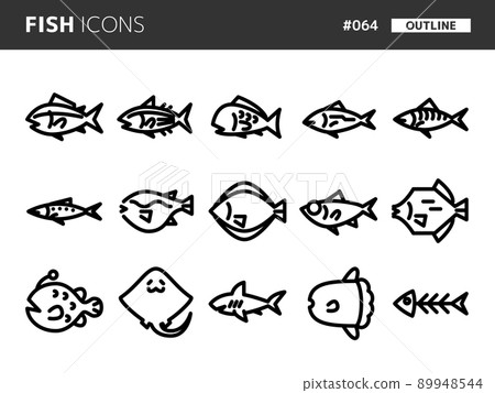 Line style icon set related to fish_064 89948544