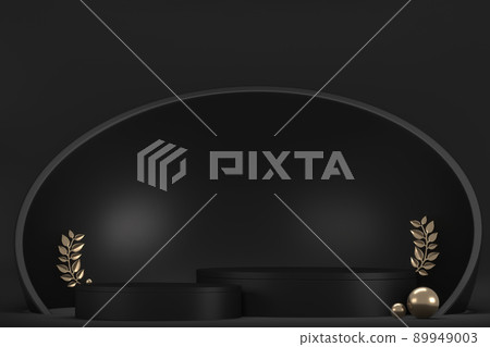 black stage podium for products decoration suitable .3D rendering black stage podium for products decoration suitable .3D rendering 89949003