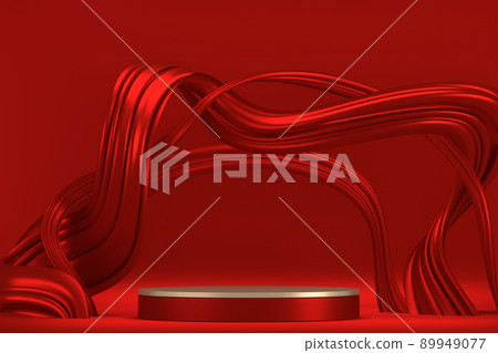 Red stage podium decoration suitable for products.3D rendering Red stage podium decoration suitable for products.3D rendering 89949077