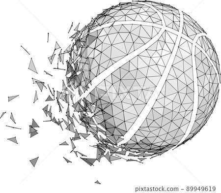 Basketball ball consisting of 3D triangles, lines. Basketball ball consisting of 3D triangles, lines. 89949619