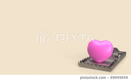 pink heart  on trap for abstract concept 3d rendering 89949849