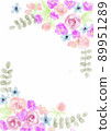 花葉背景框架水彩插圖 89951289