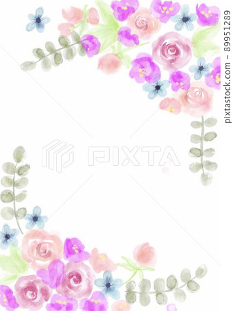Flower leaf background frame watercolor illustration 89951289