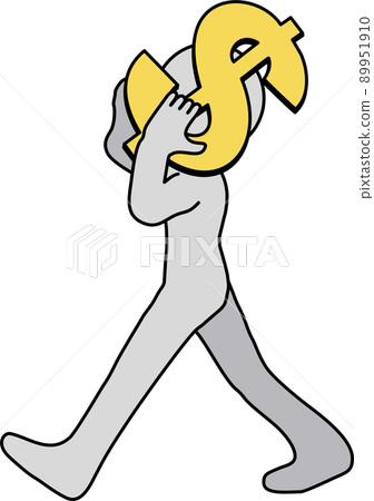 帶錢的人。美元貨幣符號。代表匯款和融資的概念。 帶錢的人。美元貨幣符號。代表匯款和融資的概念。 89951910