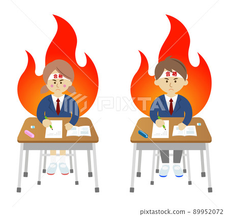 Illustration image of a student desperately trying hard to study for an exam 89952072