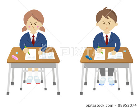Illustration image of a student desperately trying hard to study for an exam Illustration image of a student desperately trying hard to study for an exam 89952074