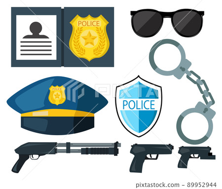 Cartoon police set vector Cartoon police set vector 89952944