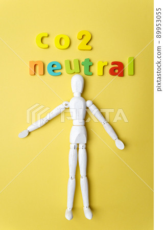 CO2 energy monoxide carbon ecology label concept. Carbon neutral. Local organic vegetables and fruits. Vertical photo 89953055