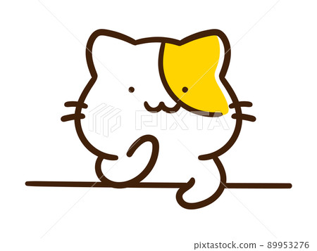 Handwritten style illustration of a cute cat character who sits down and thinks carefully Handwritten style illustration of a cute cat character who sits down and thinks carefully 89953276
