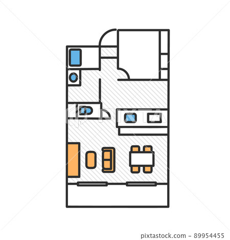 Image illustration material of floor plan of house such as detached house, own home, rental 89954455