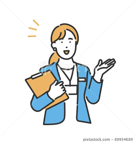 Image illustration material of a woman of a business person explaining to a customer 89954689