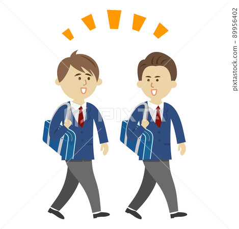 快樂上學的男學生的插圖形象 89956402