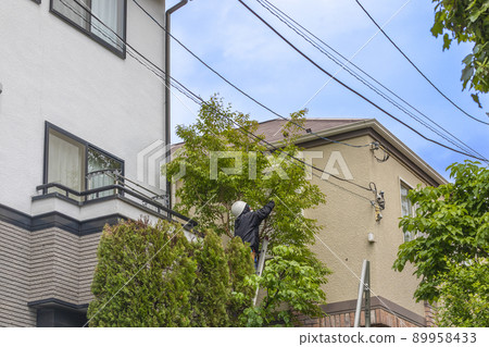Craftsman who prunes and cuts garden trees Craftsman who prunes and cuts garden trees 89958433