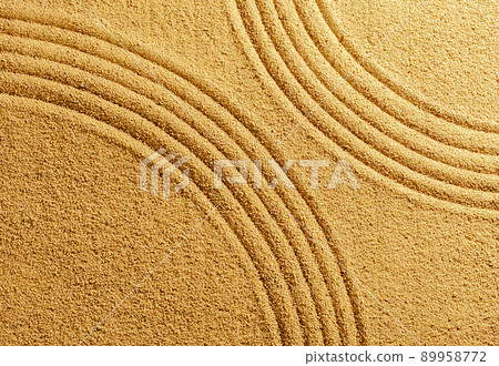 Two arcs on yellow sand background summer beach warmth Two arcs on yellow sand background summer beach warmth 89958772