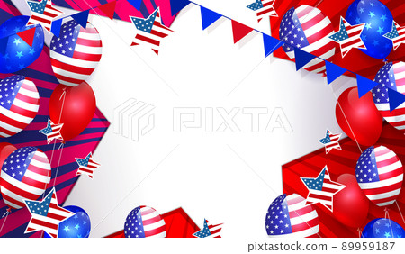 Composition with balloons with USA flag element, white star frame Composition with balloons with USA flag element, white star frame 89959187