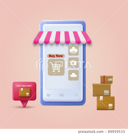 Online shopping with graphic elements. Vector 89959533