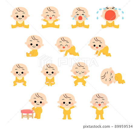 具有各種面部表情的嬰兒套裝 89959534