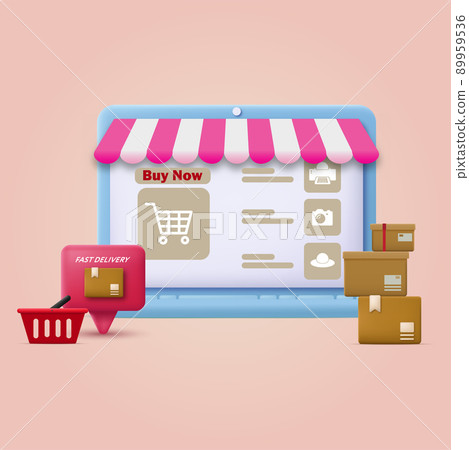 Online shopping with graphic elements. Vector Online shopping with graphic elements. Vector 89959536