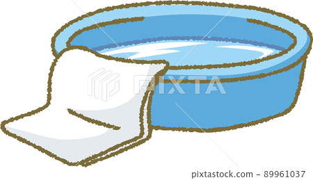 Washbasin and washcloth with water 89961037