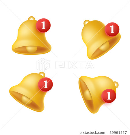 Set of 3d notification bells isolated on white background. Vector Set of 3d notification bells isolated on white background. Vector 89961357