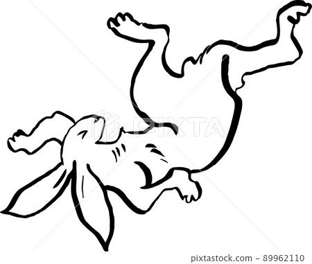 兔鳥獸漫畫風格嬉戲插畫透明黑色 兔鳥獸漫畫風格嬉戲插畫透明黑色 89962110