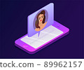 3d isometric illustration with female icon. Phone, isometric. Incoming call 89962157