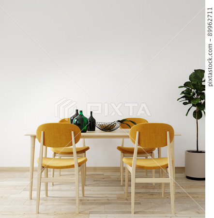 Stylish interior of bright living room with table and chair table, with decoration. Living room interior mockup. Modern design room with bright daylight. 3d render Stylish interior of bright living room with table and chair table, with decoration. Living room interior mockup. Modern design room with bright daylight. 3d render 89962711