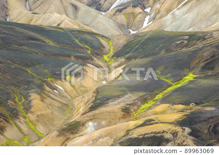 colored mountains of the volcanic landscape of Landmannalaugar. Iceland. tourism and nature 89963069