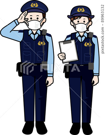 Police officers wearing masks men and women 89963132