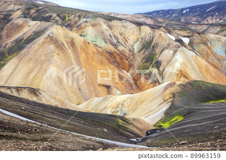 colored mountains of the volcanic landscape of Landmannalaugar. Iceland. tourism and nature 89963159