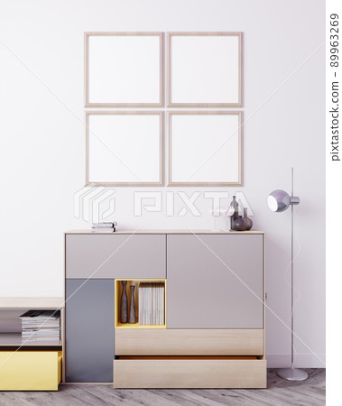 mock up poster frame in modern interior background, living room, Scandinavian style, 3D render, 3D illustration mock up poster frame in modern interior background, living room, Scandinavian style, 3D render, 3D illustration 89963269