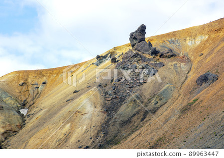 colored mountains of the volcanic landscape of Landmannalaugar. Iceland. tourism and nature 89963447
