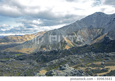 colored mountains of the volcanic landscape of Landmannalaugar. Iceland. tourism and nature 89963681