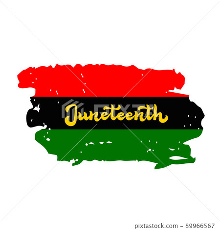 Juneteenth calligraphy hand lettering on grunge flag. African American Freedom Day on June 19. Vector template for banner, typography poster, greeting card, postcard, etc Juneteenth calligraphy hand lettering on grunge flag. African American Freedom Day on June 19. Vector template for banner, typography poster, greeting card, postcard, etc 89966567